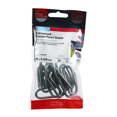 Timco Presser Point Staples - Galvanised 40 x 4.00 - 20 Pieces