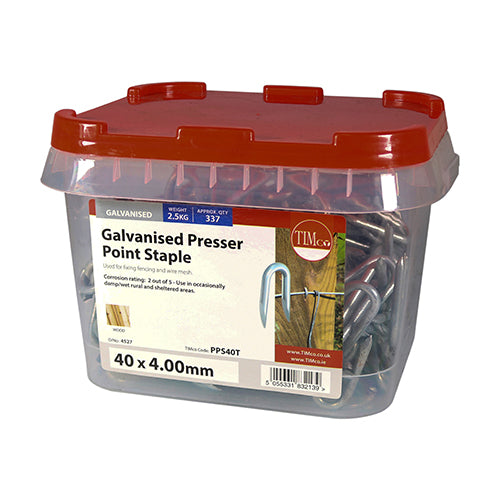 Timco Presser Point Staples - Galvanised 40 x 4.00 - 2.5 Kilograms