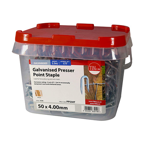 Timco Presser Point Staples - Galvanised 50 x 4.00 - 2.5 Kilograms