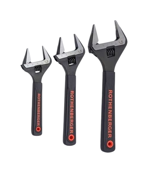 Rothenberger extra wide jaw wrench set, 6", 8" & 10"