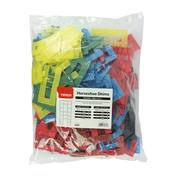 Timco Assorted Horseshoe Shims 1.0 - 6.0mm - 200 Pieces