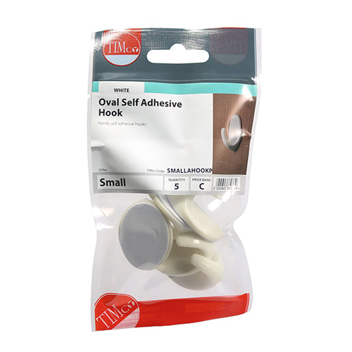 Timco Oval Self-Adhesive Hooks - Small 37.5 x 28.0 - 5 Pieces