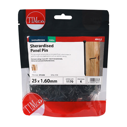 Timco Panel Pins - Sherardised 25 x 1.60 - 0.5 Kilograms