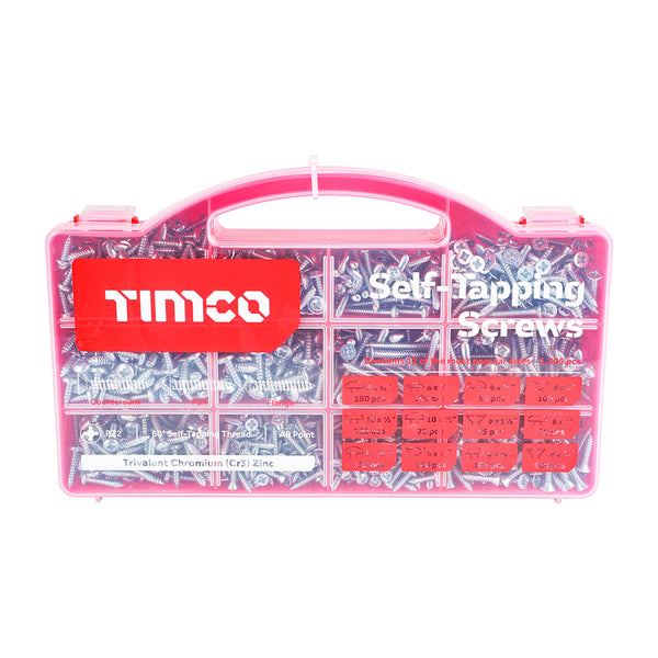 Timco Metal Tapping Screws - Mixed Tray - PZ - Self-Tapping - Zinc 1,305pcs