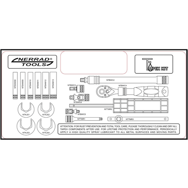 Nerrad Tapex Kit Spare 3/8" Drive Adjustable Ratchet Drive NTBWC4