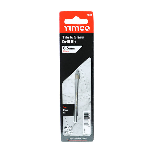 Timco TCT Arrow Head Tile & Glass Bit 6.5mm