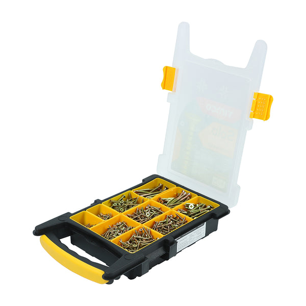 Timco Solo Chipboard & Woodscrews - Mixed Tray - PZ - Double Countersunk - Yellow 1200pcs