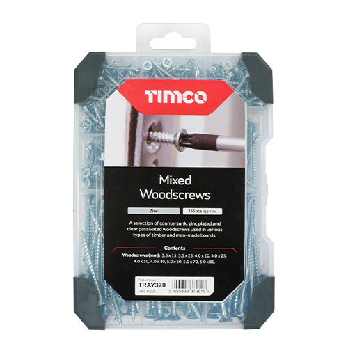 Timco Mixed Tray – Woodscrews - ZINC 340pcs