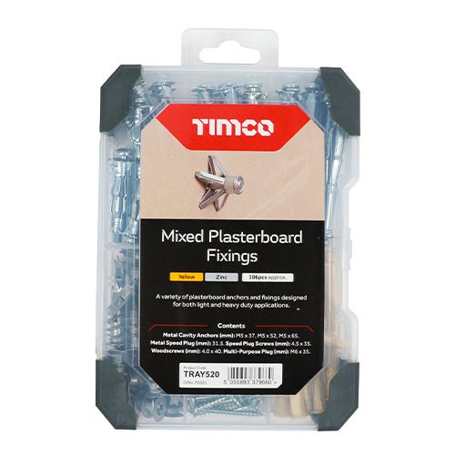 Timco Mixed Tray - Plasterboard Fixings 102pcs - 102 Each