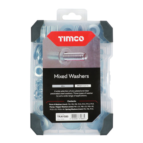 Timco Mixed Tray - Washers - ZINC 291pcs