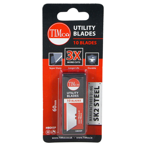 Timco Utility Knife Blades 60 x 19 x 0.6 - 10 Pieces