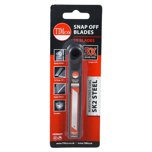 Timco Snap Off Utility Knife Blades 80 x 9 x 0.6 - 10 Pieces