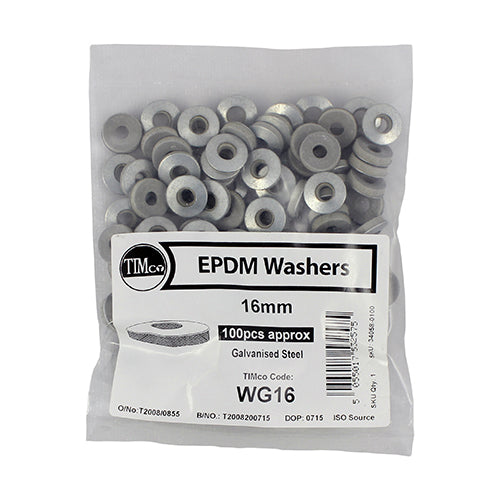 Timco EPDM Washers - Galvanised 16mm - 100 Pieces
