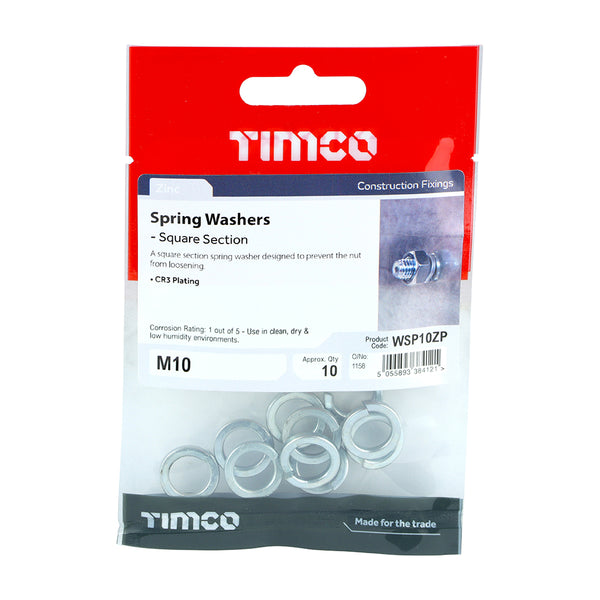 Timco Spring Washers - Zinc M10 - 10 Pieces