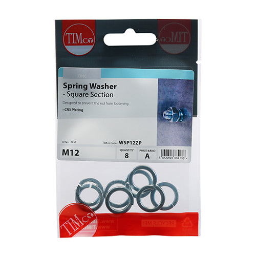 Timco Spring Washers - Zinc M12 - 8 Pieces