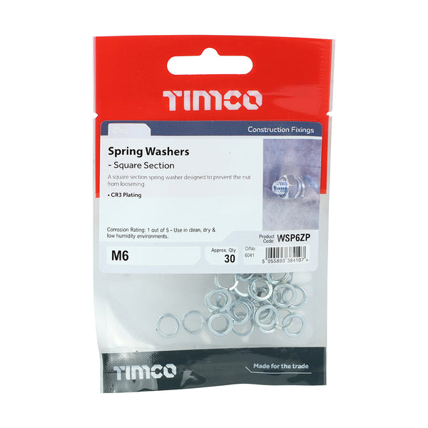 Timco Spring Washers - Zinc M6 - 30 Pieces