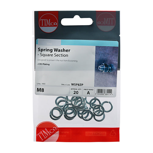 Timco Spring Washers - Zinc M8 - 20 Pieces