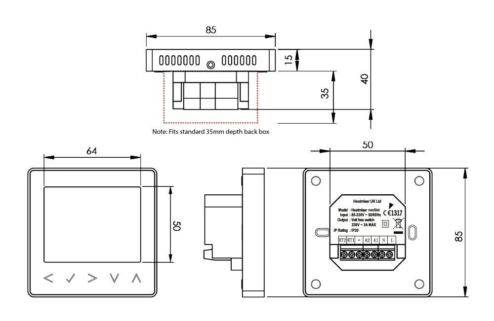 Heatmiser NeoStat Programmable Thermostat Silver