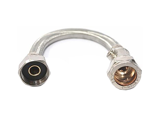 Oracstar Flexible Tap Connector with Isolating Valve 22mm x 3/4inch x 300mm Chrome Plated PF257