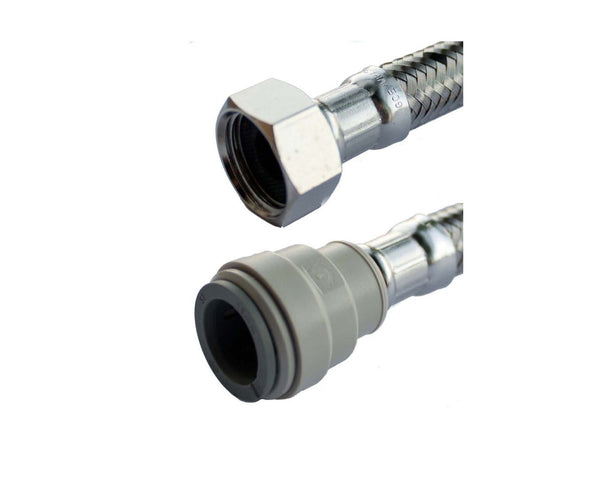 Oracstar Flexible Tap Connector with Plastic Push-Fit 15mm x 1/2inch x 300mm Chrome Plated PF75V2