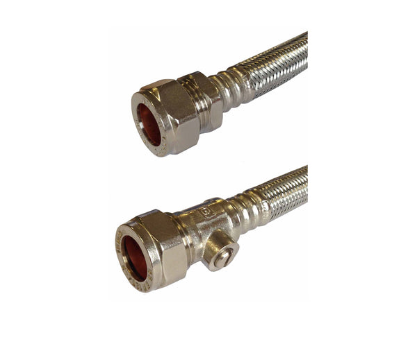 Oracstar Flexible Connector with Isolating Valve 15mm x 15mm x 500mm Chrome Plated PF97350V