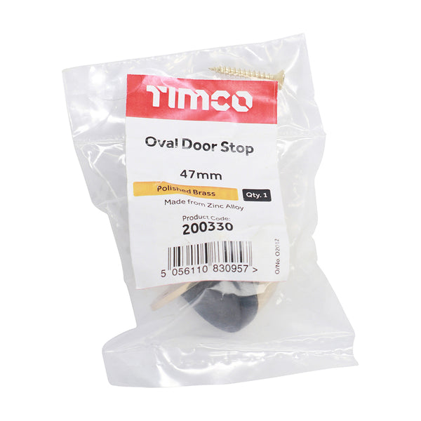 Timco Oval Door Stop - Polished Brass 47mm