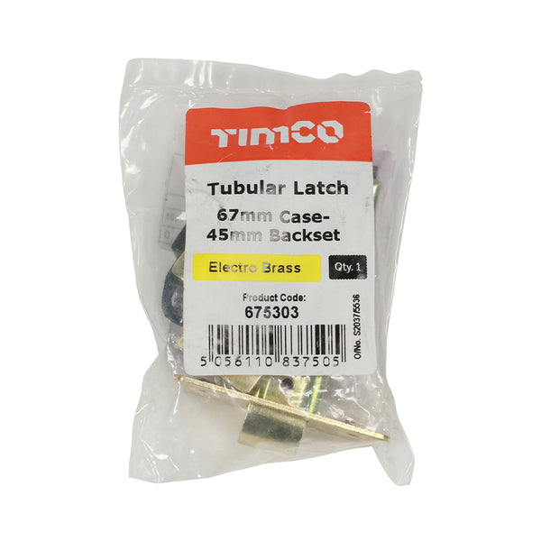 Timco Tubular Latch - Electro Brass 67mm