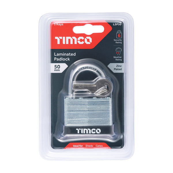 Timco Laminated Padlock 50mm