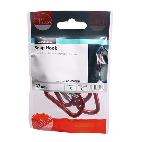 Timco Snap Hooks - Aluminium 47mm - 5 Pieces