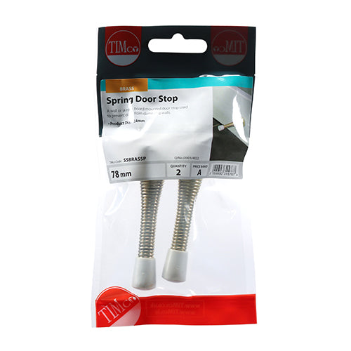 Timco Spring Door Stops - Electro Brass 78 x 24