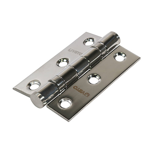 Timco Pair of Twin Ball Bearing Hinges - Stainless Steel - Polished 76 x 51