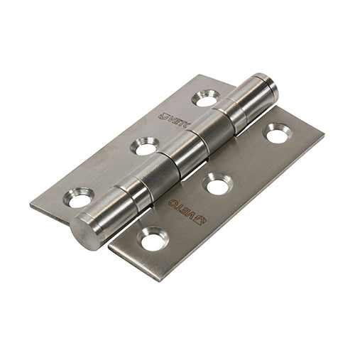 Timco Pair of Twin Ball Bearing Hinges - Stainless Steel - Satin 76 x 51