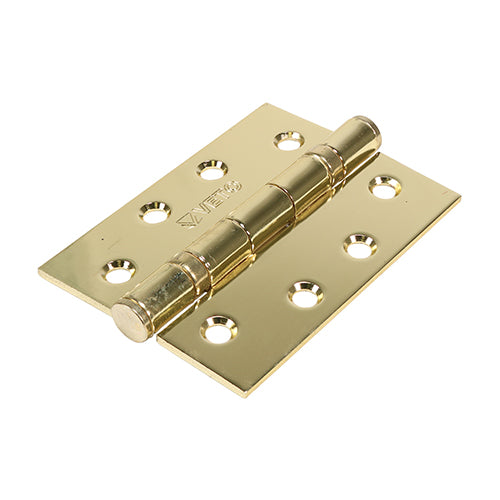 Timco Pair of Twin Ball Bearing Hinges - Steel - Electro Brass 102 x 76