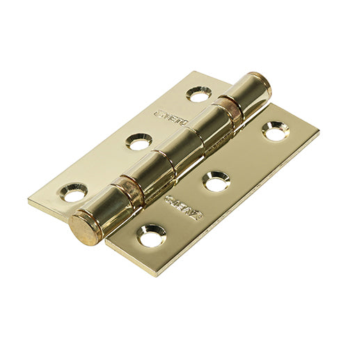 Timco Pair of Twin Ball Bearing Hinges - Steel - Electro Brass 76 x 51