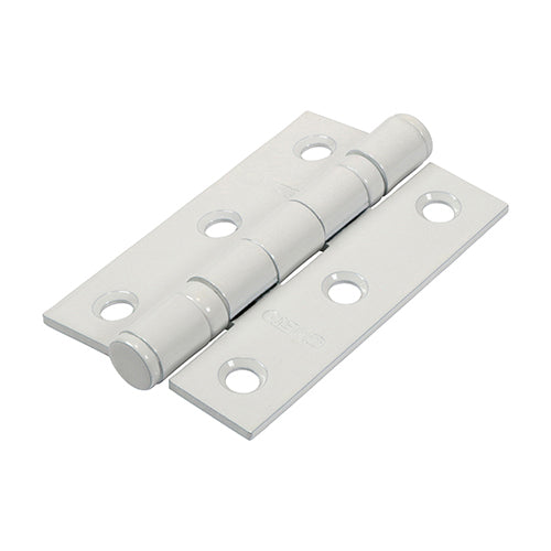 Timco Pair of Twin Ball Bearing Hinges - Steel - White 76 x 51