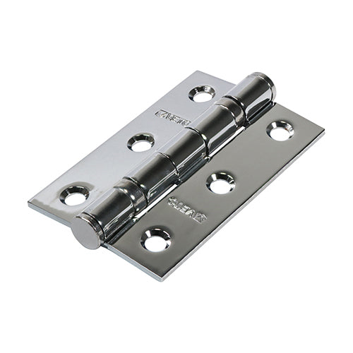 Timco Pair of Twin Ball Bearing Hinges - Steel - Polished Chrome 76 x 51