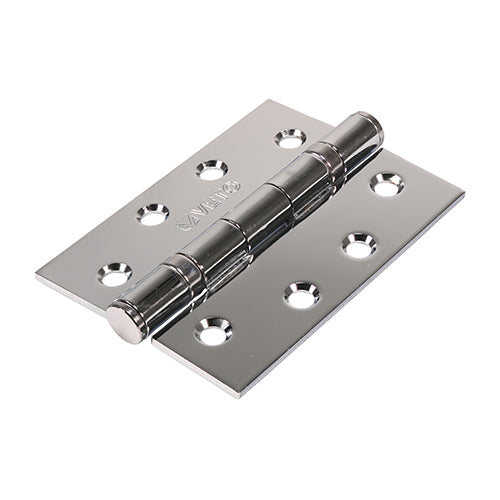 Timco Pair of Twin Ball Bearing Hinges - Steel - Polished Chrome 102 x 76